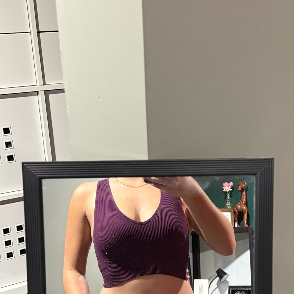 Garage Deep Purple Ribbed Crop Top
